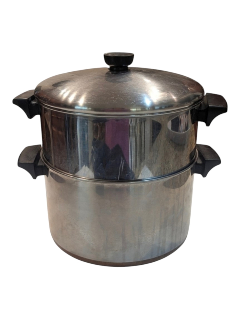 70s Revere Ware Copper Clad 4.5 Qt #96 & 6 Qt #78 2 Handled Stock Pots 1 Lid USA